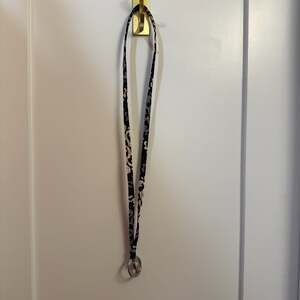 Vera Bradley Cotton Lanyard in Black and White Paisley